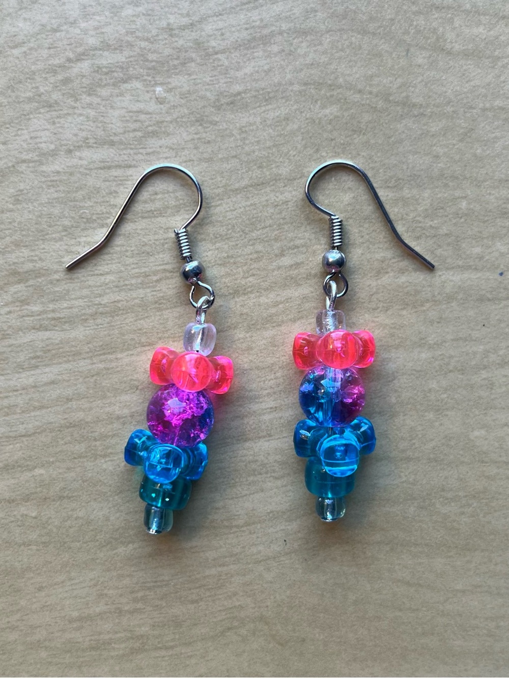 Pink and Blue Aura Crystal Necklace and Bracelet Set - Picture 3 of 4